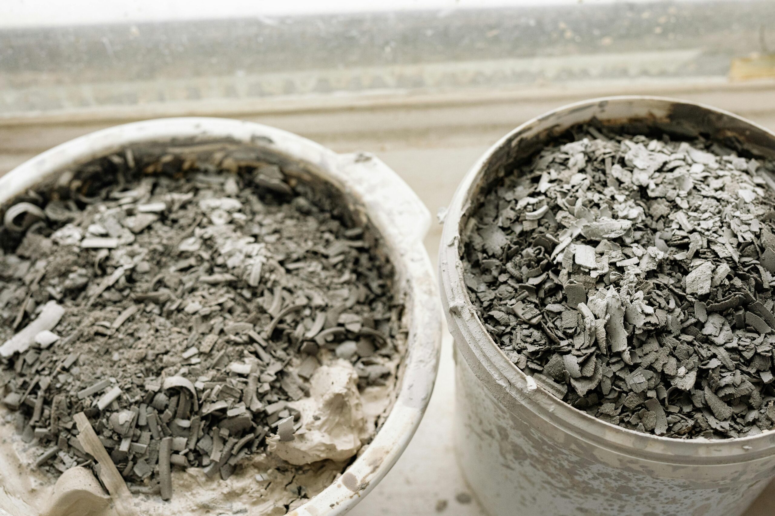 Plastic Buckets Filled with Debris